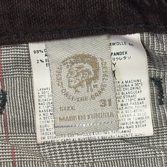 NWT Diesel Women’s Brown Brushed Velvet Jeans Size 31 - Picture 5 of 11